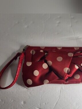 Jessica Simpson Red Polka Dot Bow Wristlet Clutch